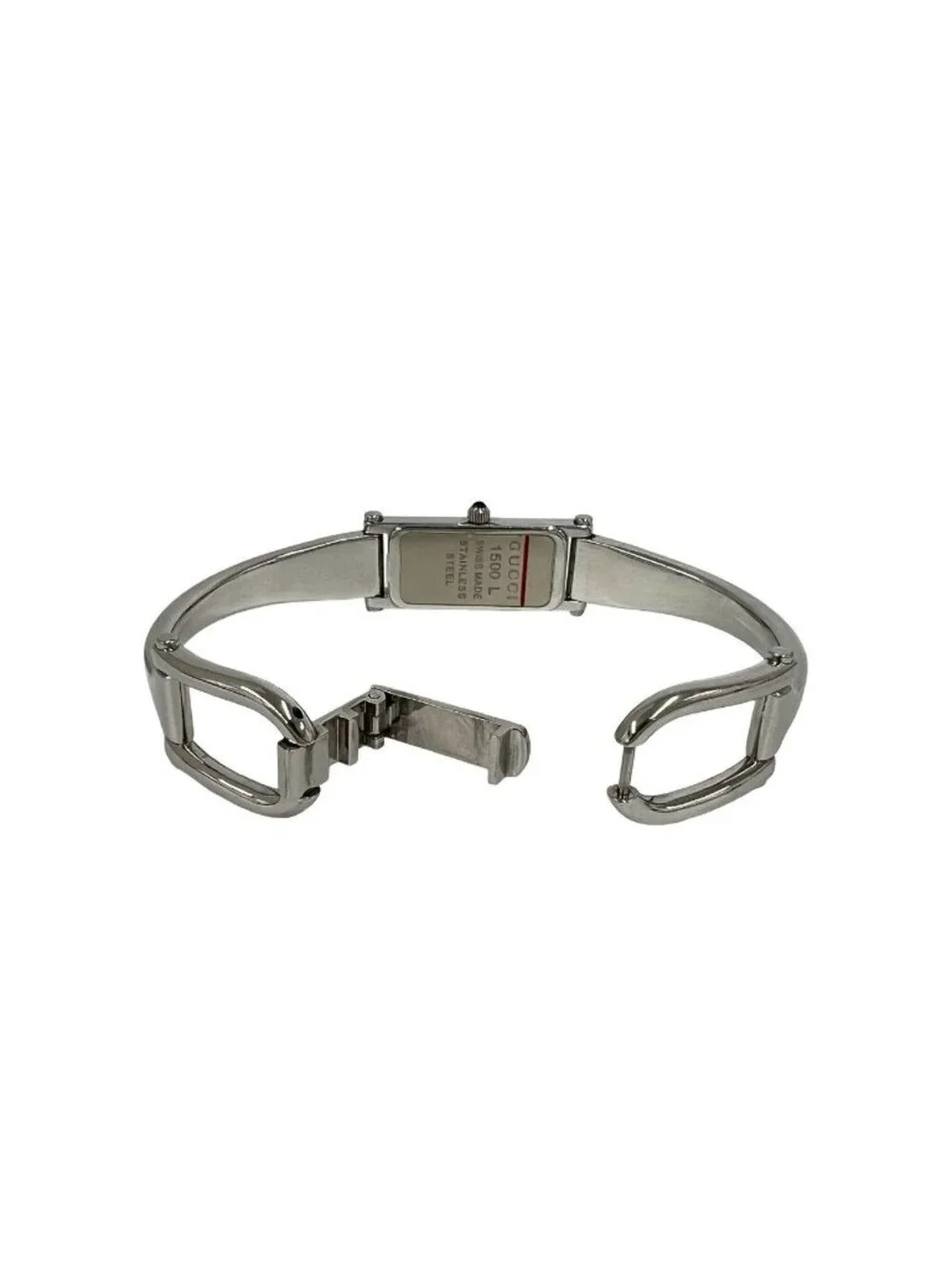 Gucci Bangle Watch Stainless Steel Quartz Wrist Silver Black